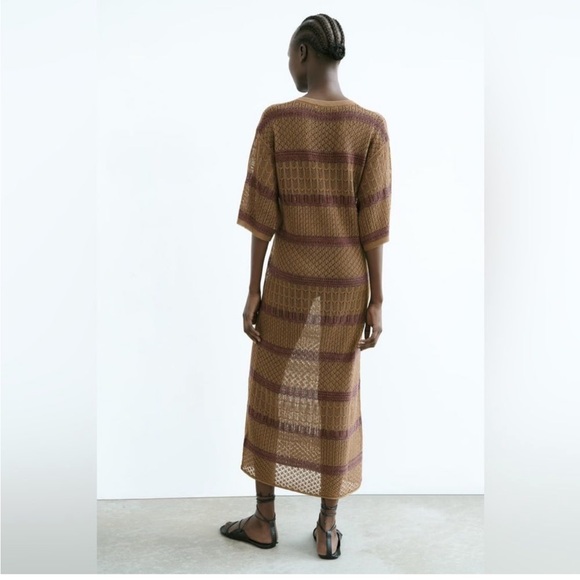 Zara NWT Long Knit Kaftan Midi Dress size XS-S - Picture 5 of 9